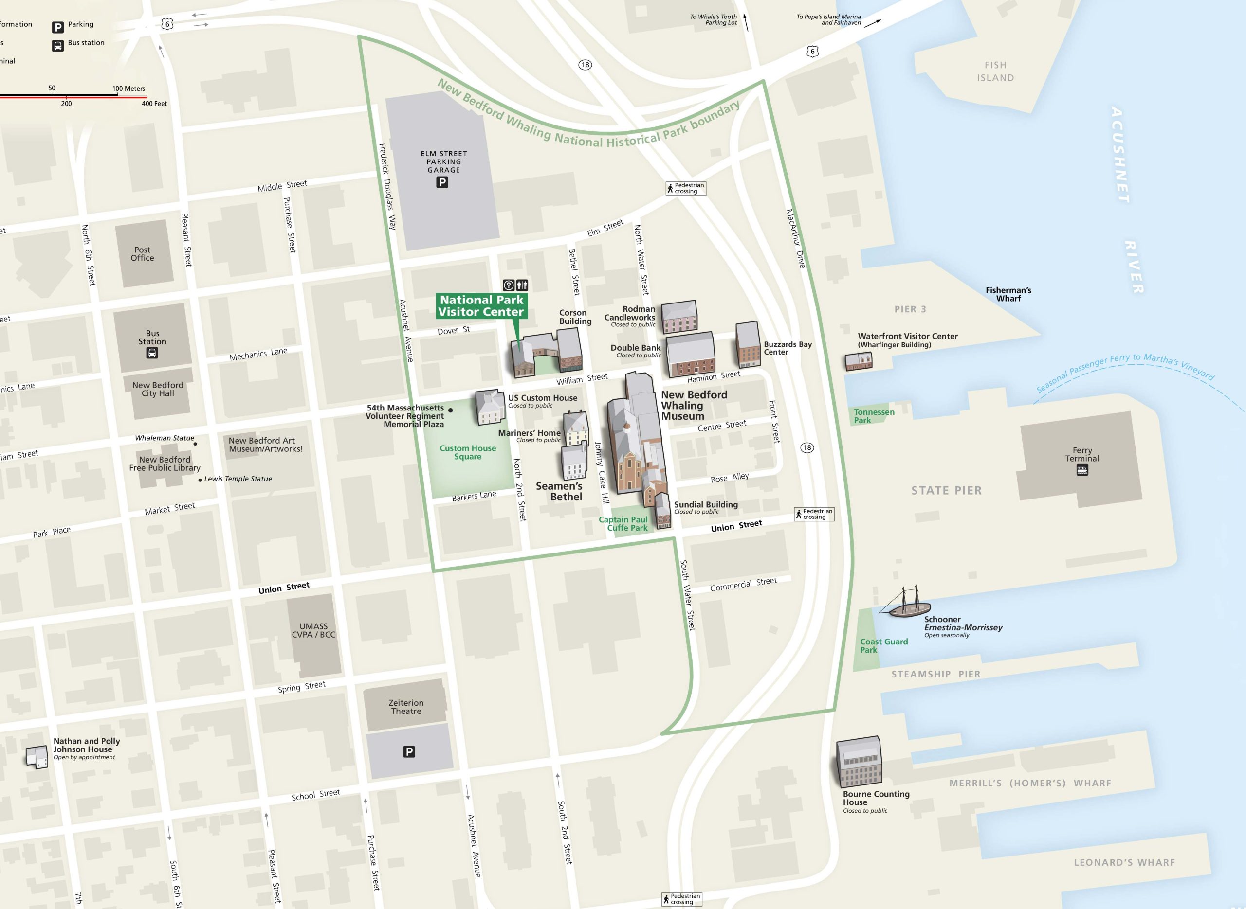 Snippet of Map of New Bedford Historic District Park