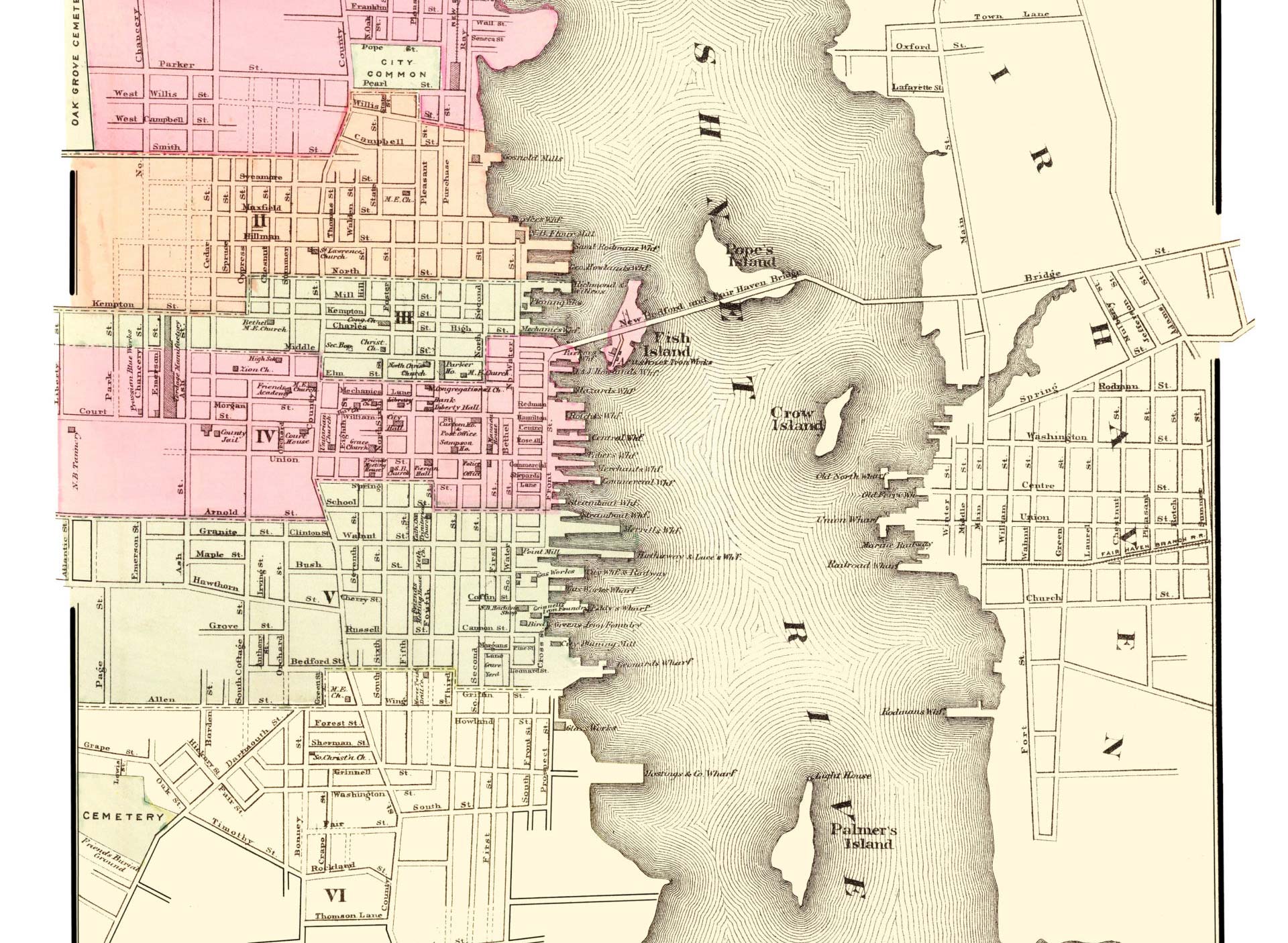 Section of Map of New Bedford from 1871